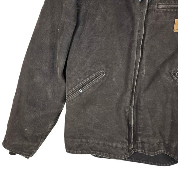 Carhartt Sandstone Sierra Jacket Mens Small Dark Brown Sherpa Hooded Utility - Picture 3 of 13